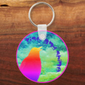 Porte-clés Chanter Rainbow Bird avec votre texte (Recto)