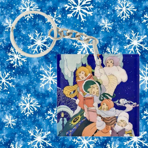Porte-clés Chanteurs de Noël vintage sous les étoiles