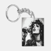 Porte-clés Chanteuse Goth Punk Style Graphique Rétro (Devant gauche)