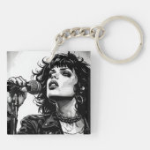 Porte-clés Chanteuse Goth Punk Style Graphique Rétro (Dos)
