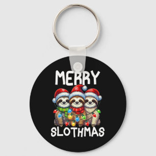 Porte-clés Chapeau de Noël drôle de paresseux Santa Retro Noë