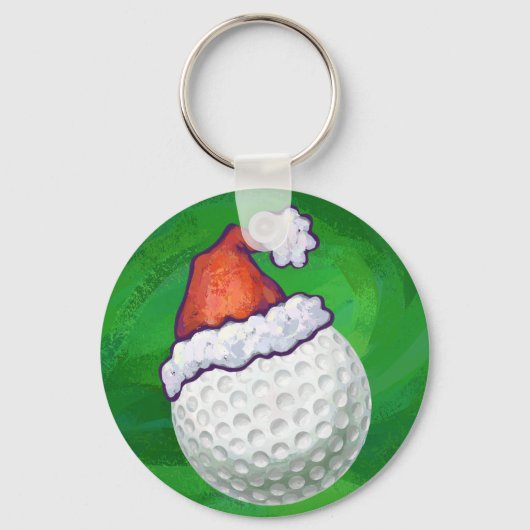 Porte-clés Chapeaux de Noël de balles de golf (Recto)