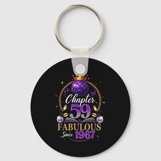 Porte-clés Chapter 59 Since 1967 Purple Disco Ball 59th Birth (Recto)