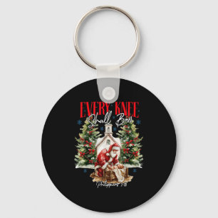 Porte-clés Chaque genou fléchira Noël chrétien Jésus joyeux N