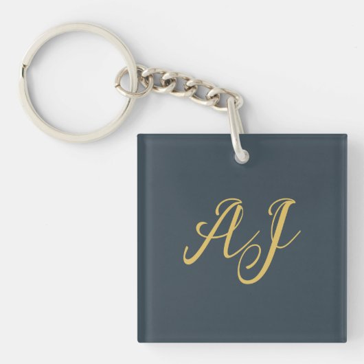 Porte-clés Charcoal Gold Color Monogram Professional Initial (Devant)