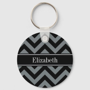 Porte-clés Charcoal, Noir Chevron Noir LG Monogramme