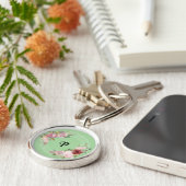 Porte-clés Chargeur sans fil monogramme floral personnalisé (Côté)