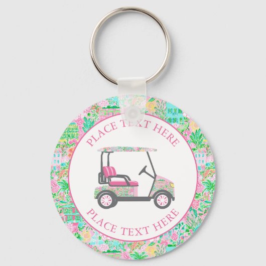 Porte-clés Chariot de golf Preppy Palm Beach (Recto)