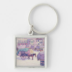 Porte-clés Chariots de foin, marché de Cumberland (huile sur