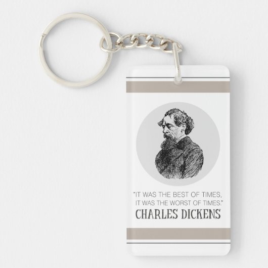 Porte-clés Charles Dickens Portrait et Citation (Devant)