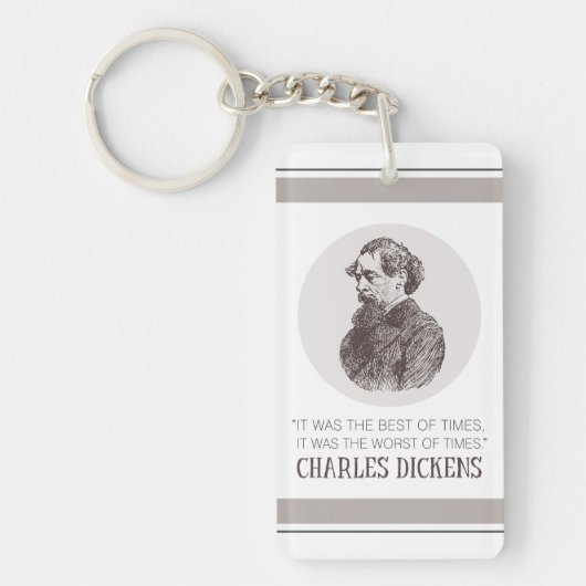Porte-clés Charles Dickens Portrait et Citation (Devant)