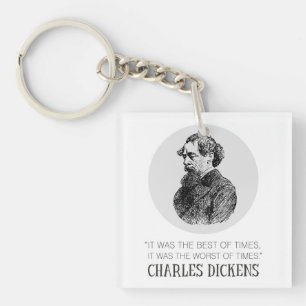 Porte-clés Charles Dickens Portrait et Citation