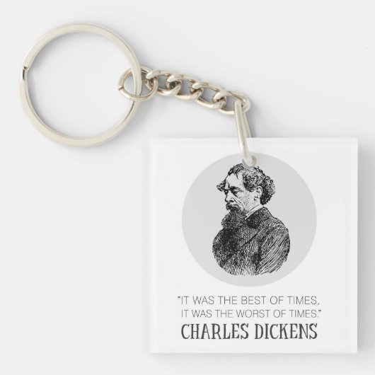 Porte-clés Charles Dickens Portrait et Citation (Devant)
