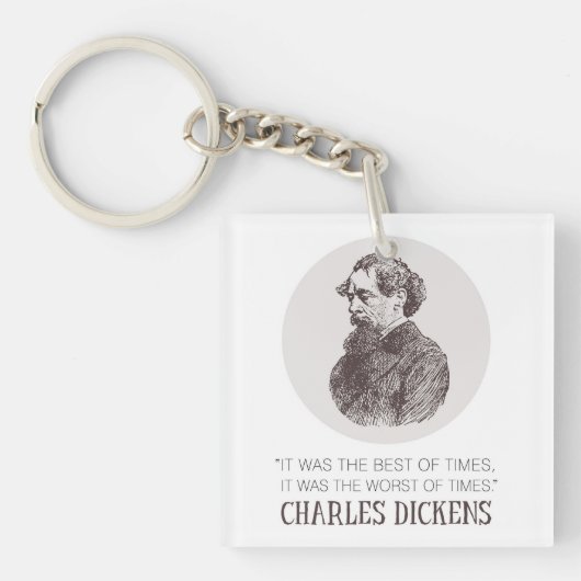 Porte-clés Charles Dickens Portrait et Citation (Devant)