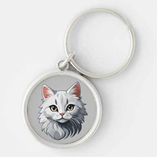 Porte-clés Charmant chat blanc (Devant)