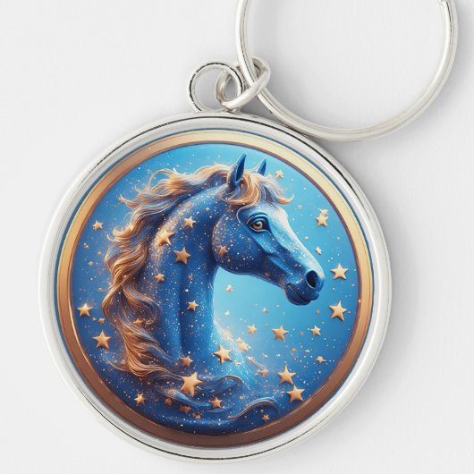 Porte-clés Charmante Cartoon Cheval Portrait Avec Étoiles (Devant)