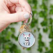 Porte-clés Charmante conception de chats blancs (main)