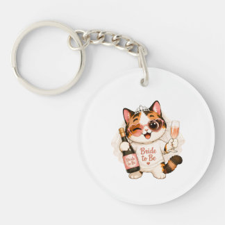 Porte-clés Charmante Douce Chatte Tricolore Future Mariée