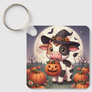 Porte-clés Charmante vache sorcière d'Halloween