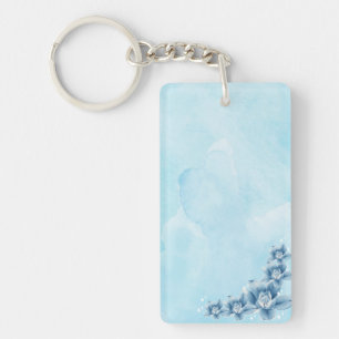 Porte-clés Charme acrylique floral bleu