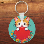 Porte-clés charme avec illustration de chat mignon (Verso)