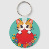 Porte-clés charme avec illustration de chat mignon (Verso)