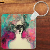 Porte-clés CHARME, beauté mystérieuse avec masque (Verso)