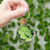 Porte-clés Charme de bonne chance de trèfle de 4 feuilles (Main)