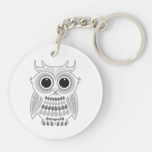 Porte-clés Charme de chouette de dessin animé blanc Kawaii po