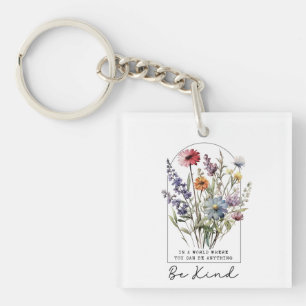 Porte-clés Charme de gentillesse à l'aquarelle avec fleurs sa