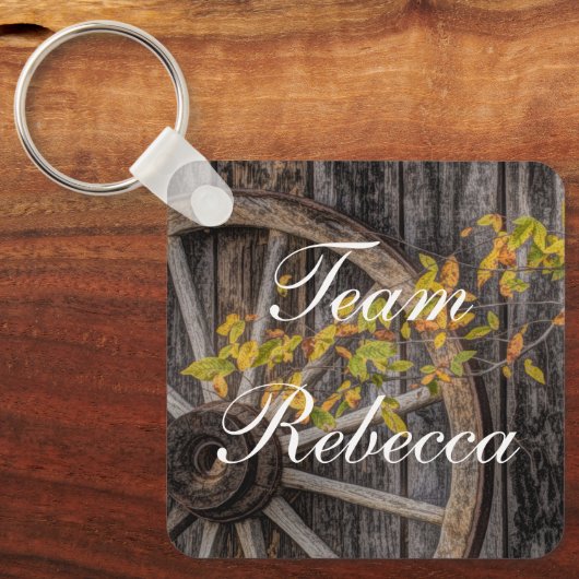 Porte-clés Charme de pays - Roue Rustique Wagon Occidentale (Recto)