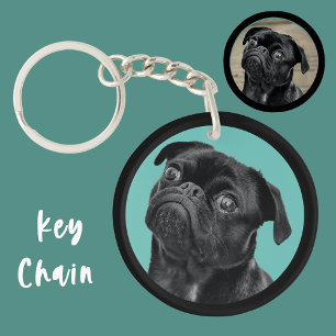 Porte-clés Charme de visage de Pug noir mignon Amour de chi