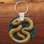 Porte-clés 🐍💛 Charme de vitrail Serpent Doré (Verso)