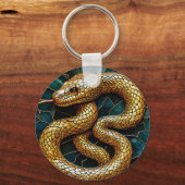 Porte-clés 🐍💛 Charme de vitrail Serpent Doré (Recto)