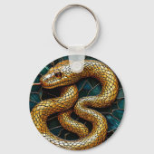Porte-clés 🐍💛 Charme de vitrail Serpent Doré (Verso)
