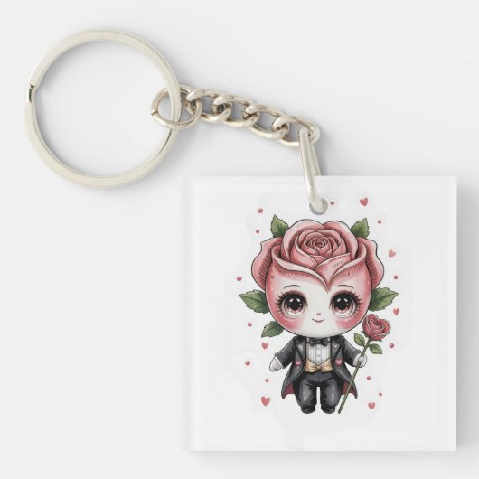 Porte-clés Charme Rose Roméo (Devant)