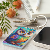 Porte-clés Charming Bright Owl Whimsy Key Bague (Devant droit)