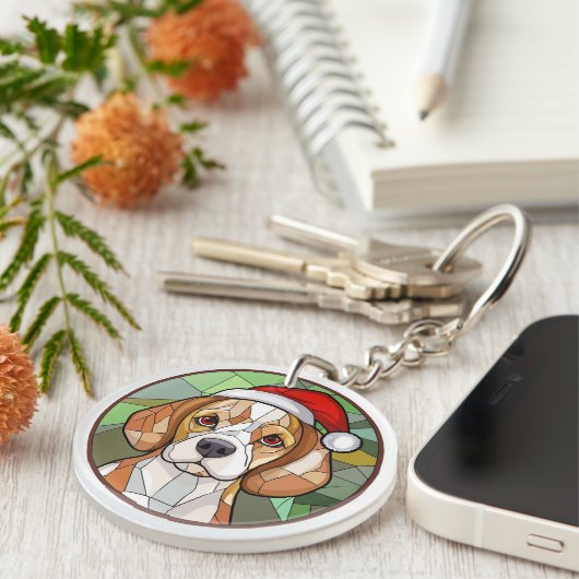 Porte-clés Charming Canine Cheer : Noël à thème Beagle (Devant droit)