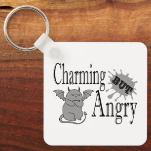 Porte-clés Charming mais en colère petit chat diable drôle ci