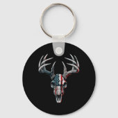Porte-clés Chasse Au Cerf De Virginie - Drapeau Américain Sur (Recto)