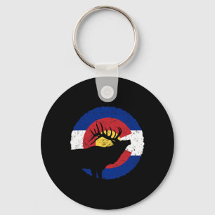 Porte-clés Chasse au wapiti au Colorado T Shirt Co State Flag