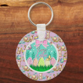 Porte-clés Chasse aux oeufs de Pâques mignonne et papillons c (Recto)