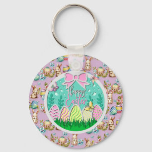 Porte-clés Chasse aux œufs de Pâques mignonne et papillons co