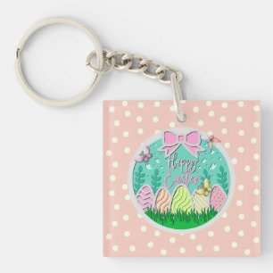 Porte-clés Chasse aux œufs de Pâques mignonne et papillons co