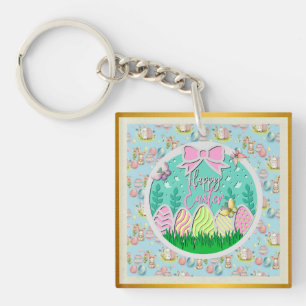 Porte-clés Chasse aux œufs de Pâques mignonne et papillons co