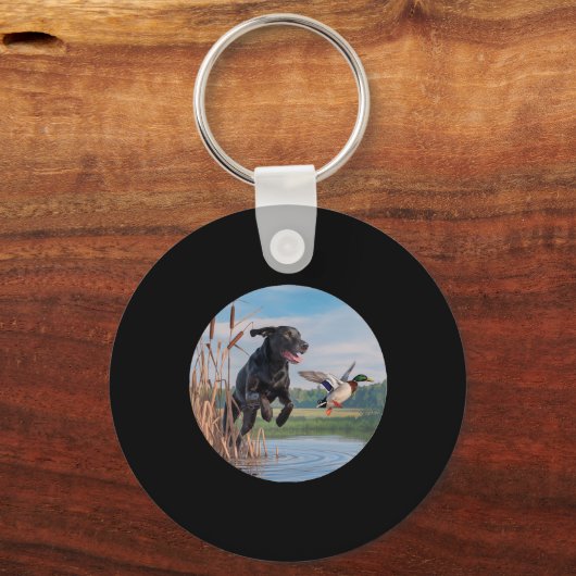 Porte-clés Chasse Black Labrador Lab Chasse aux canards. Oise (Recto)