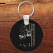 Porte-clés Chasse Camo Drapeau Américain Cerf (Recto)