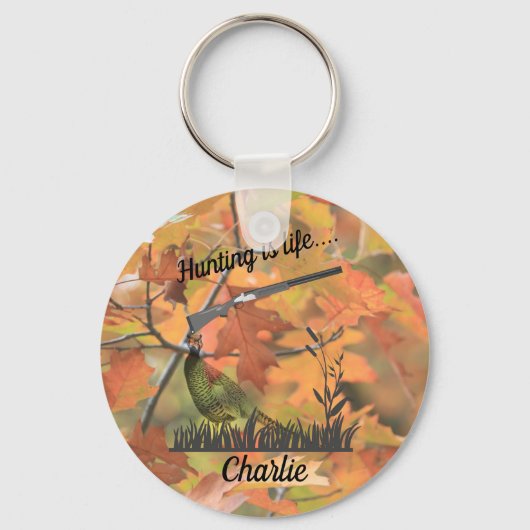 Porte-clés Chasse est la vie Personalized Pheasant et Shotgun (Recto)