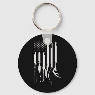 Porte-clés Chasse Pêche Drapeau américain Décor à thème