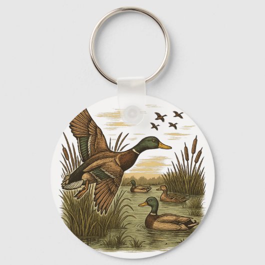 Porte-clés Chasse-Rétro-Volant-Caner-Mallard,  (Recto)